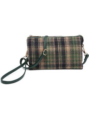 Stylish Plaid Crossbody Bag | Vegan Leather Wristlet Clutch | Women's Handbag